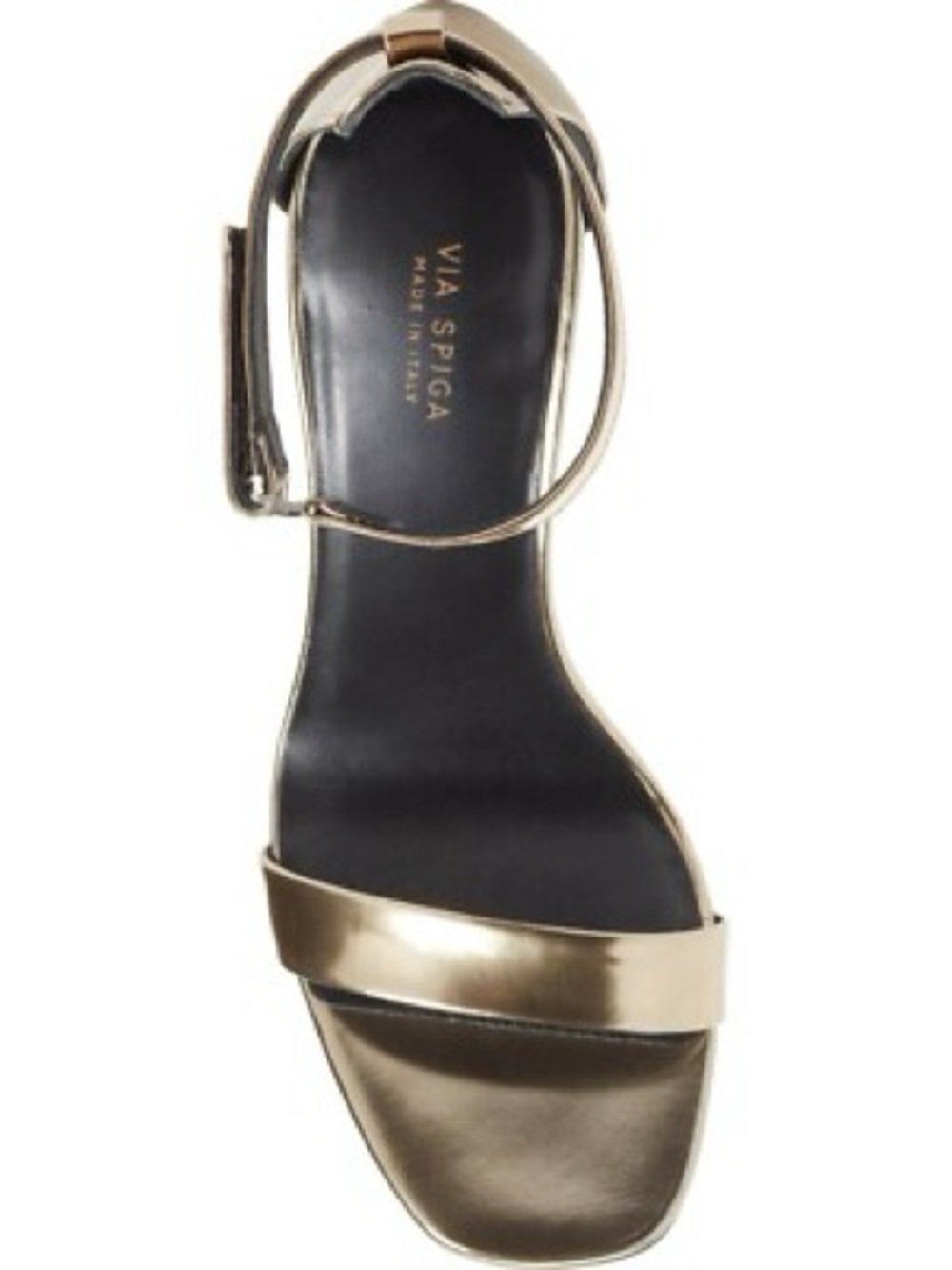VIA SPIGA Womens Gold Heel Faxon Square Toe Buckle Leather Sandals 9.5 M - Picture 2 of 14